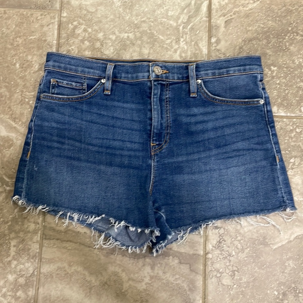 Hudson Jeans Dark Blue Frayed Hem Shorts